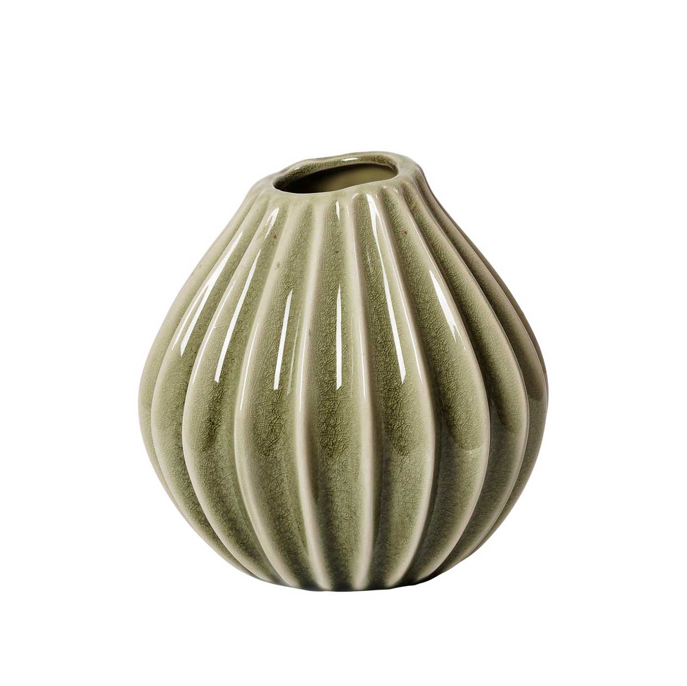 Broste Vase Wide Small - Glossy Dry Sage